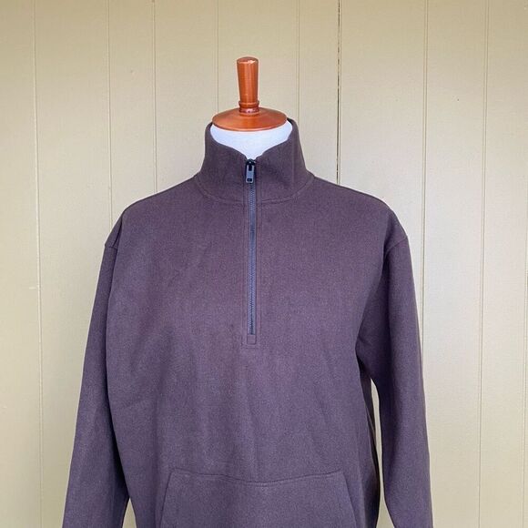 Express men L new with tags quarter zip Longsleeve pullover brown - Picture 2 of 11